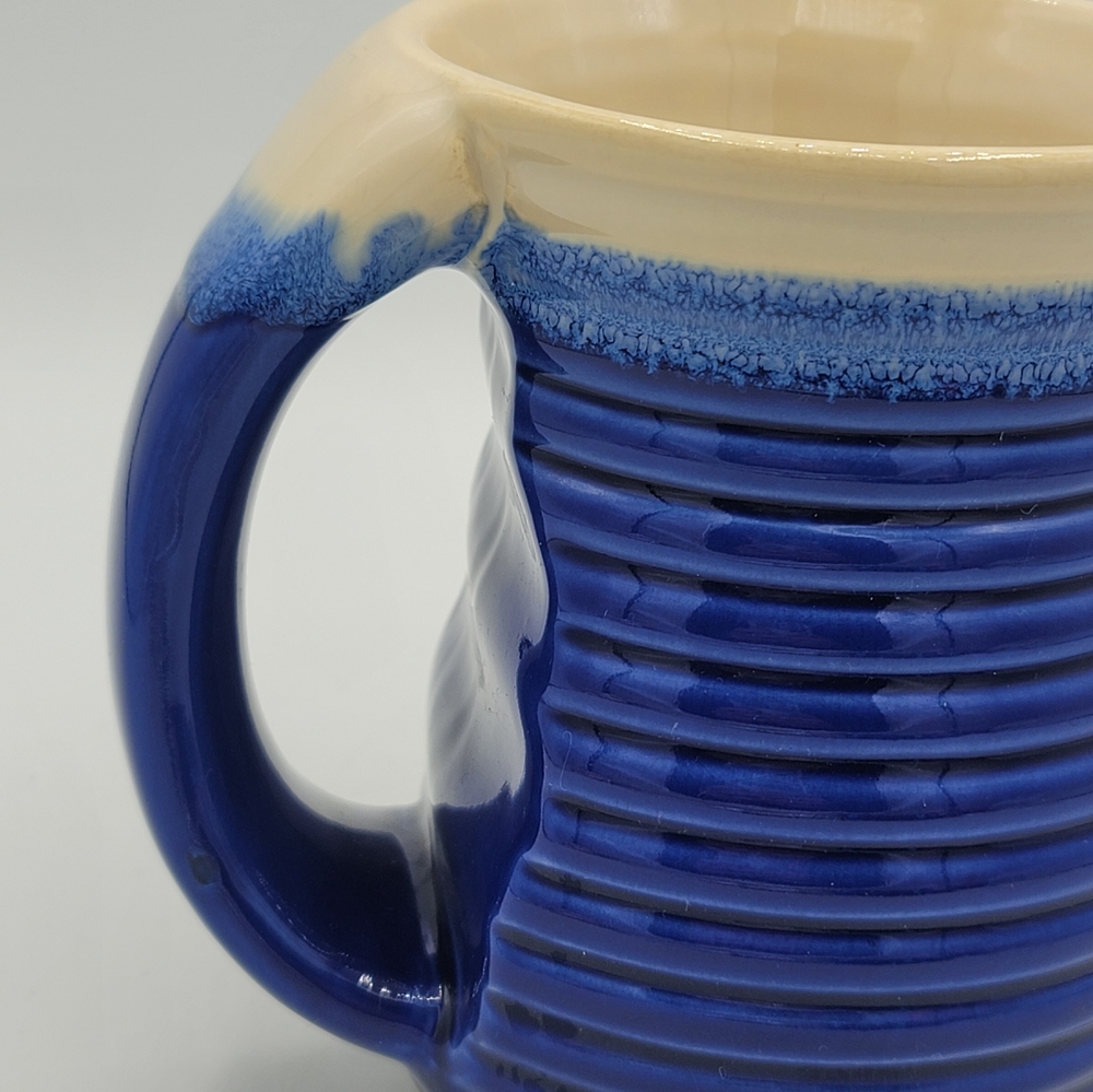 DEI Starfish Mug Nautical Coastal Pottery Ribbed Blue Tan 5.25" Cozy Hand Grip - Picture 3 of 10